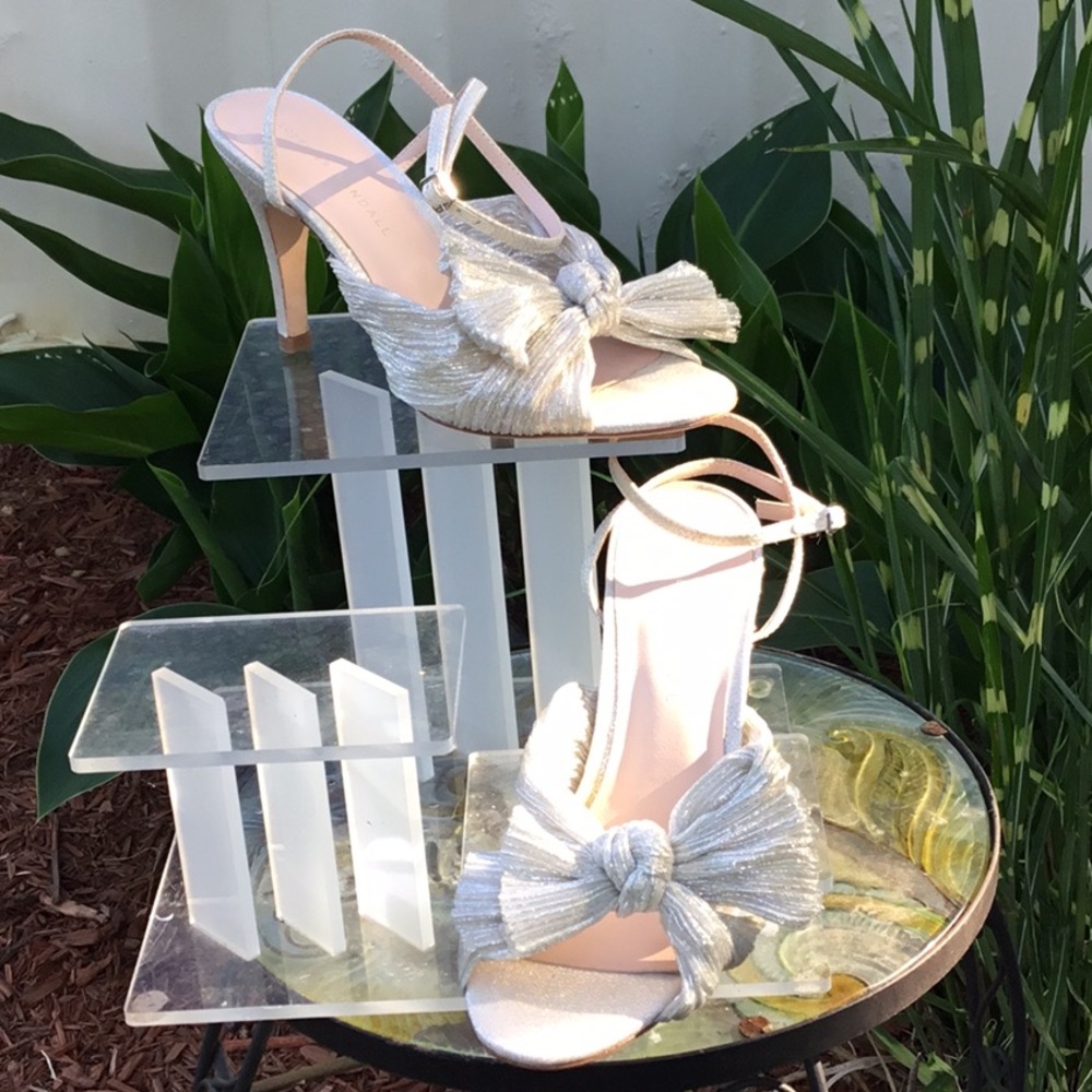 Loeffler Randall Camellia Silver Shimmer Bow Heels
